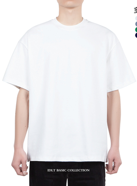 IDLT 320g重磅【宽松落肩】落肩宽松短袖T恤白tee厚特加大码潮ins