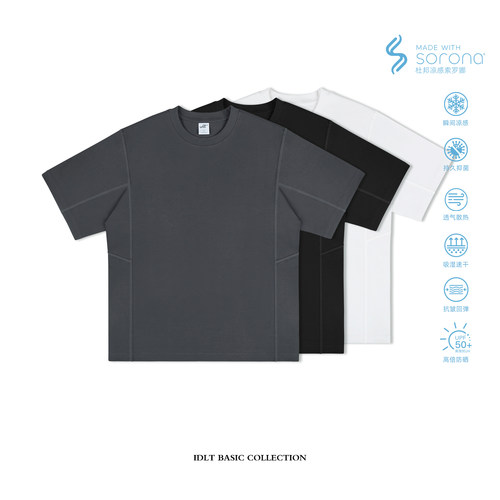 IDLT 凉感棉260g 宽松拼接T恤索罗娜运动防晒户外休闲TEE街头潮