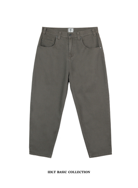 IDLT 90s 灰色萝卜裤 中高腰 锥形休闲裤 斜纹布复古水洗 工装裤
