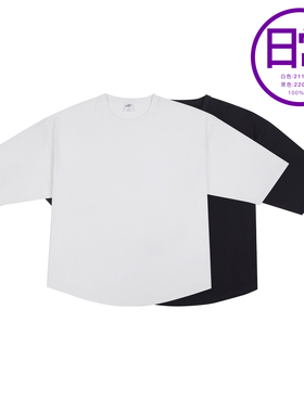 IDLT【宽松弧形】短袖 廓形长绒纯棉 街头百搭黑白色t恤基本款 潮