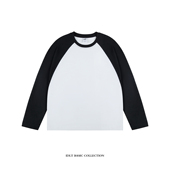 拼色圆领宽松廓形纯棉T恤基础ins 黑白撞色插肩袖 IDLT 320g重磅