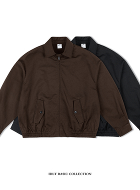 IDLT 咖啡色 廓形工装夹克宽松风衣方领外套哈灵顿欧美街头风格潮