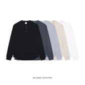 IDLT 简约百搭街头cleanfit 长袖 正肩亨利领T恤 245g华夫格基础款