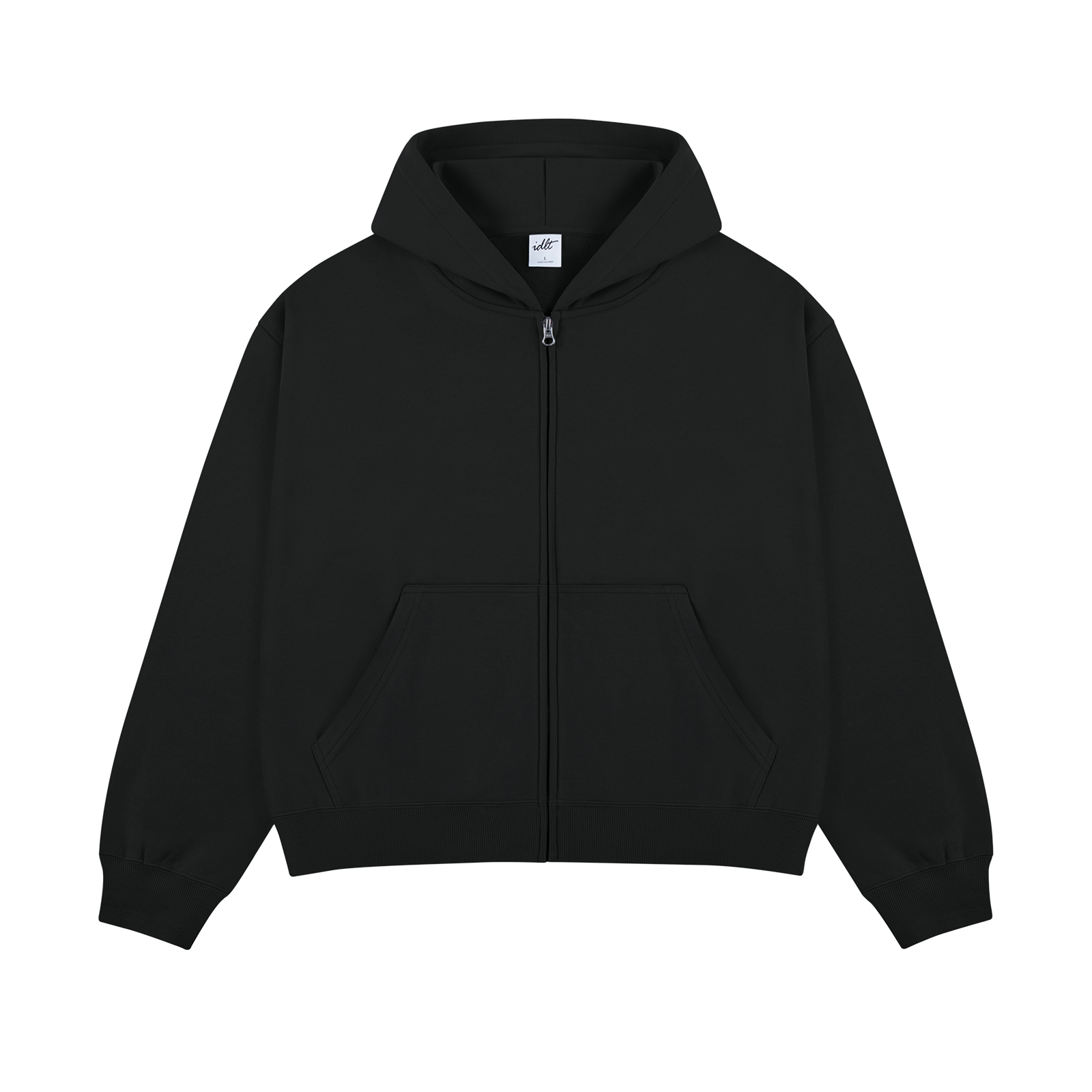 thumbnail for Idlt Short Wide Fit 410g Loose Zipper Hoodie Boxy Gray Hooded Sweatshirt Simple Casual American Style Trendy