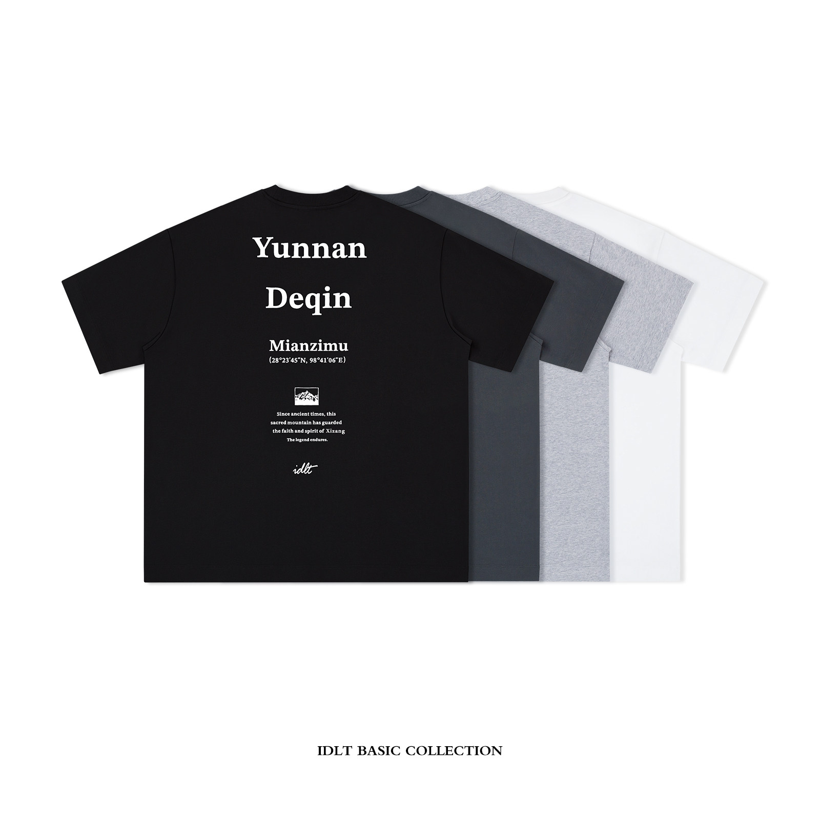 IDLT 梅里雪山3 廓形宽松落肩圆领T恤 290g 重磅全棉印花TEE潮ins,男装,T恤,淘宝优惠券,粉丝福利购,淘宝优惠卷