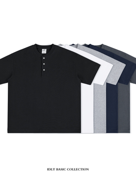 IDLT 宽松亨利领 320g重磅 廓形落肩圆领T恤全棉TEE百搭街头潮ins