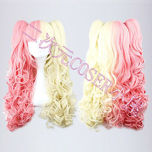Lolita假发 洛丽塔卷曲 粉蓝混色 甜蜜 cos假发 双马尾 原宿风