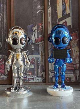 卡通玻璃钢电镀外星人模型网红商场科技馆航天展发光BB8装饰摆件