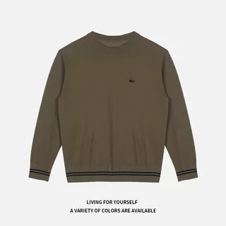 【爆米花专享】男士秋季圆领开衫毛衣纯色外套23KC2698A