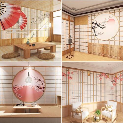 日式剧本杀墙纸3D网红打卡拍照换装馆墙布和风寿司日料店背景壁画