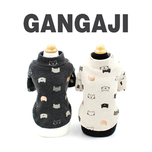 【冈阿吉Gangaji】高端宠物狗狗泰迪比熊小猫图案两色打底衫衣服