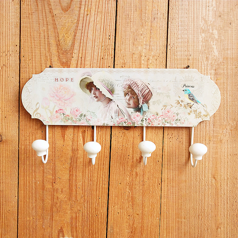 欧式公主房衣帽钩挂架时尚少女卧室装饰挂钩创意木制玄关挂衣钩