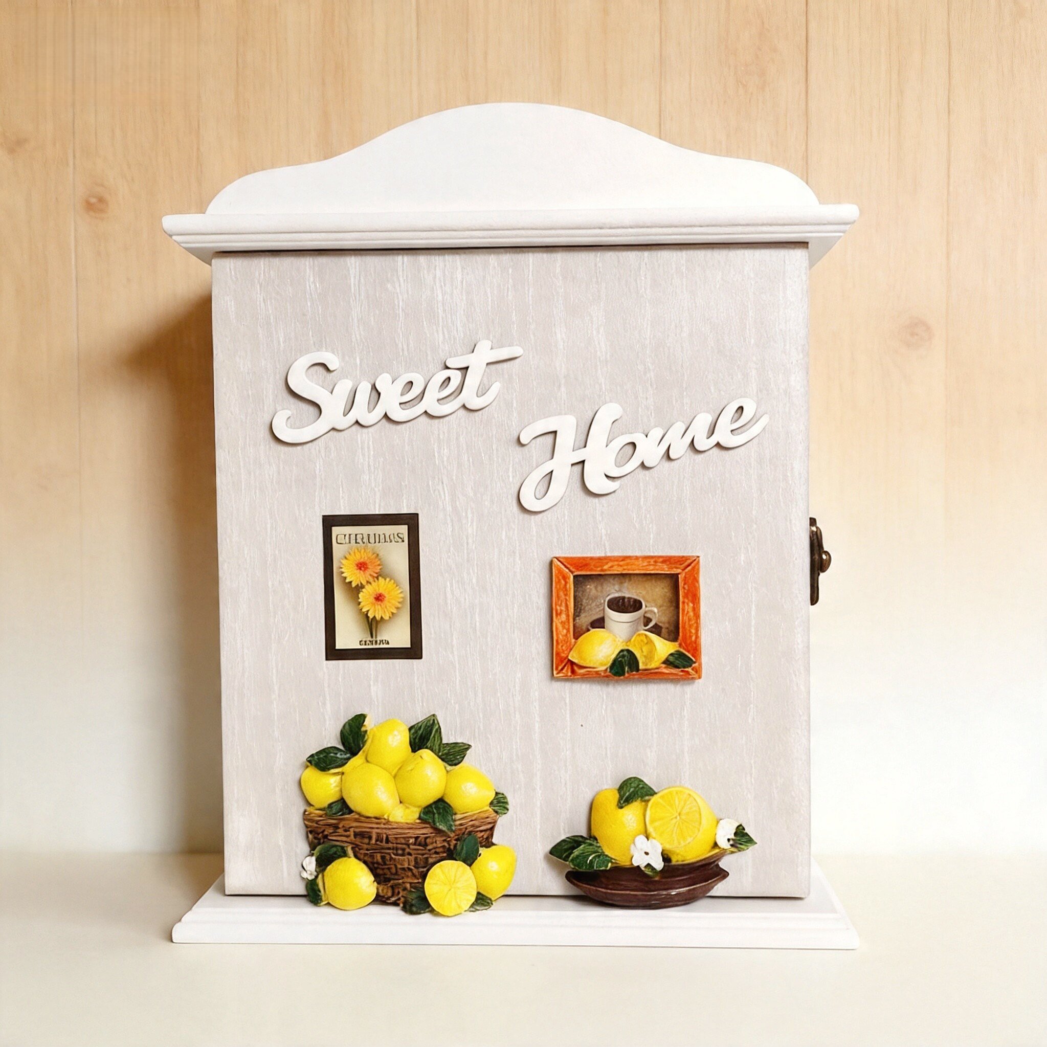 北欧风复古进门玄观壁挂木质钥匙盒首饰盒挂钩收纳盒创意可挂可摆