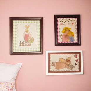 手工布艺儿童装饰画童趣手绘卡通挂画 墙面布置婴儿房间软装壁画