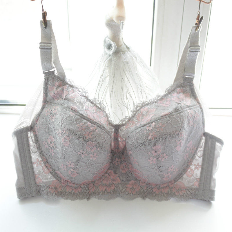 胸罩薄款大码性感文胸聚拢上托大胸显小胖mm收副乳200斤全罩杯内 - 红颜一笑大码文胸内衣胸罩出品