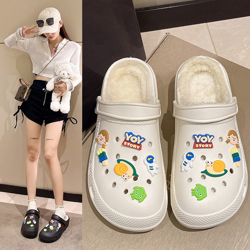 歌瑞梦可爱卡通平底洞洞鞋