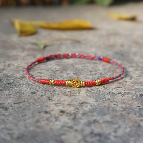 故宫配色 钱币金刚结招财手绳 中国风情侣平安新年 手链