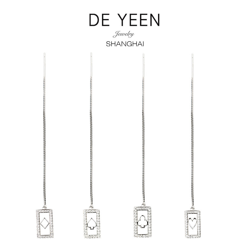 DEYEEN命运扑克耳线纯银女长款气质耳环流苏潮人超仙精致网红同款