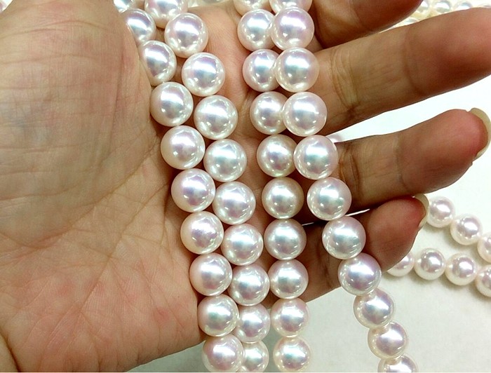 传世精品名媛范收藏级日本进口特大天女akoya海水珍珠项链配大证