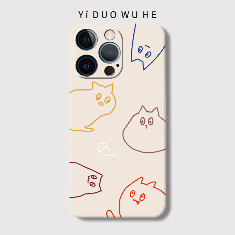 一朶午荷16适用iphoneX手机壳11Pro MAX苹果12mini液态XR硅胶6S软7卡通6PLUS/13/14/15