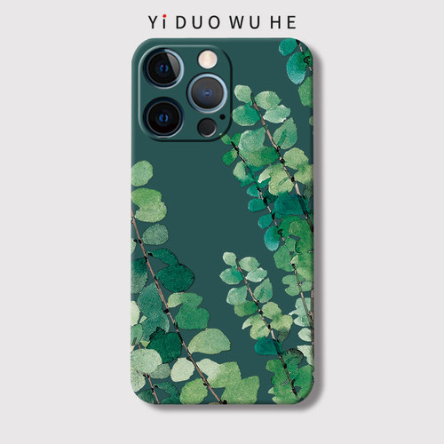 18一朶午荷适用苹果16pro/17手机壳iphone8PLUS/14MAX清新12硅胶XR软13mini套xs/15/11