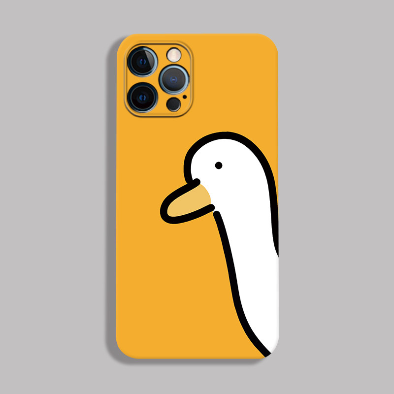 一朶午荷1617air卡通鸭11pro苹果14 max手机壳iphonex玻璃防滑12萌8plus硅胶xr/13/15