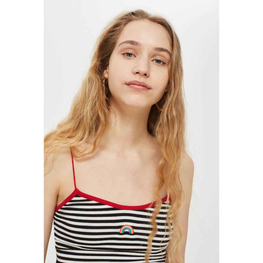 大米可英國代購 TOPSHOP 嬌小版 刺繡條紋吊帶