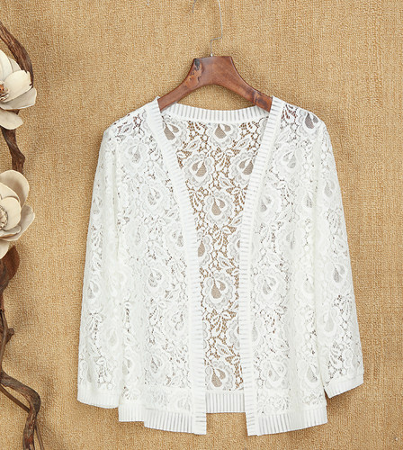 蕾丝大码夏装镂空小坎肩薄外套