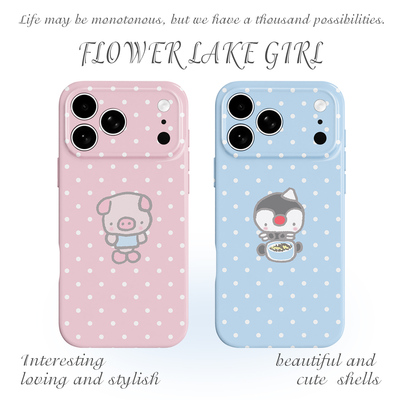 【治愈日记】波点猪猪企鹅适用iPhone17/18promax手机壳华为mate80软OPPOreon14情侣vivoS50卡通苹果16一加13