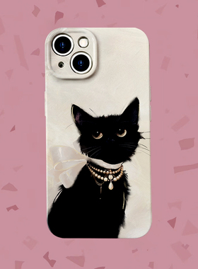 傲娇千金~富贵珍珠小猫咪菲林适用iPhone15promax手机壳华为pura70小米14软红米k60vivo硬iqooneo7苹果畅享60