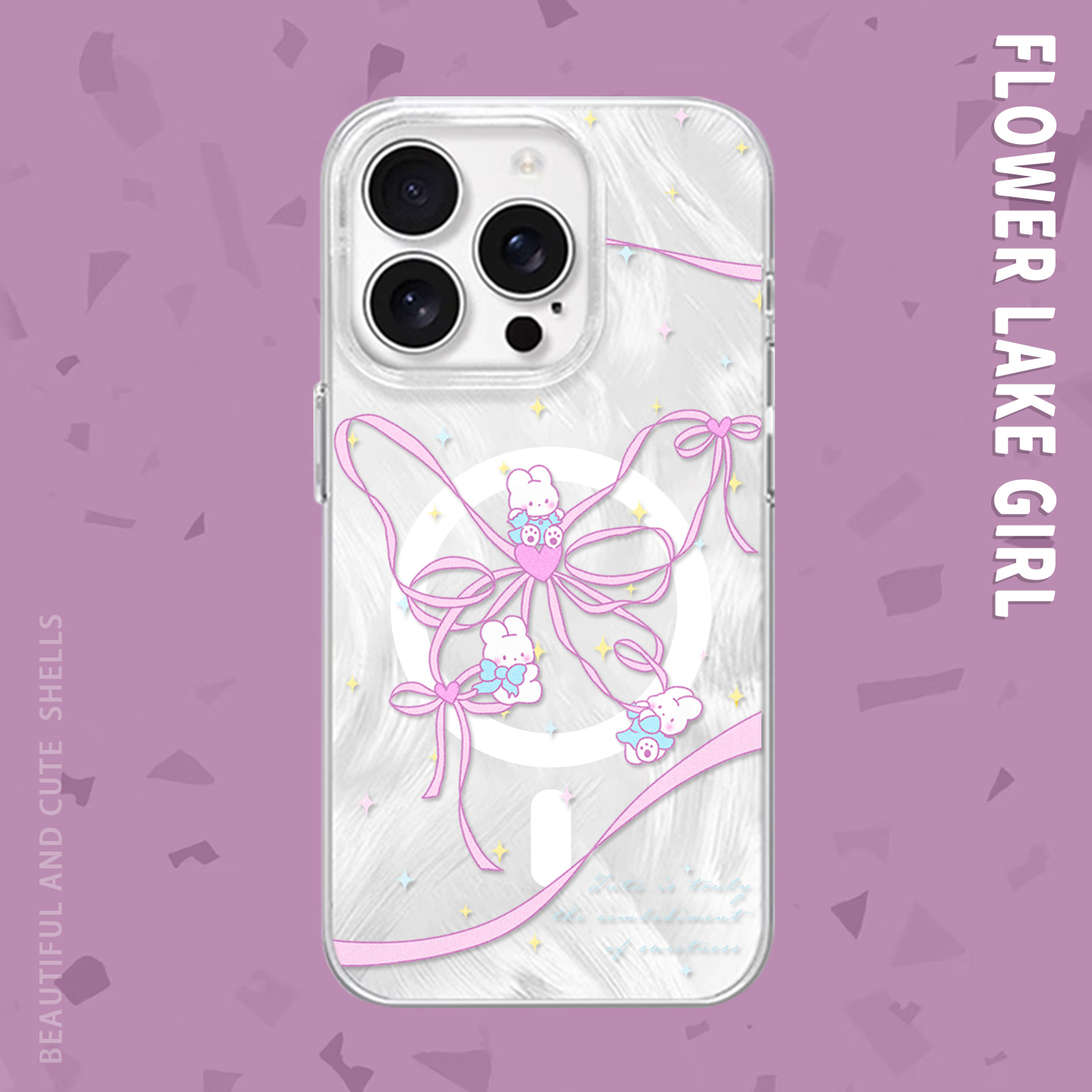 【甜粉小兔】蝴蝶结爱心适用iPhone17/16pro手机壳红米K80磁吸vivoX200华为mete60羽纱一加ACE3小米15一加11