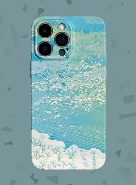 春日色彩板~油画河水菲林适用iPhone16pro手机壳华为pura70小米14苹果14红米k60软vivoS19硬iqooneo9畅享60