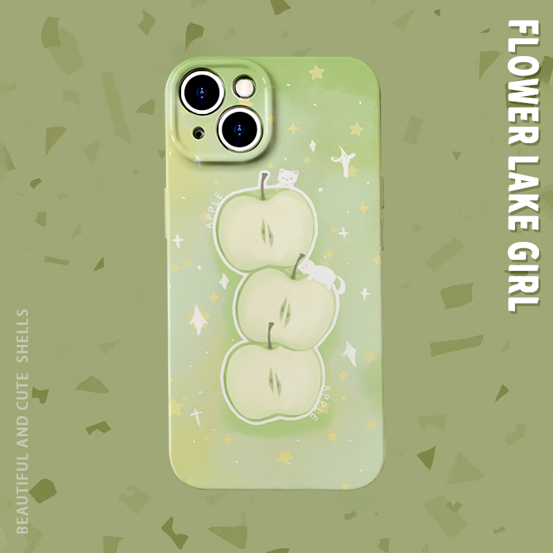 Apple~甜美苹果猫咪适用iPhone16/15promax手机壳华为mate60菲林硬OPPOfindx8苹果13vivos19软IQOO9一加ACE3