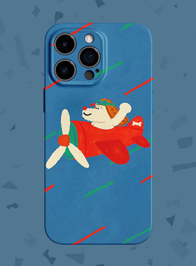 冒险家~卡通飞机招手狗子菲林适用iPhone17promax手机壳华为pura70小米14软红米k60硬vivoiqooneo7苹果畅享60