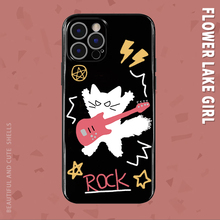 Rock star~摇滚猫咪光面适用iPhone15/13promax手机壳OPPOreno7华为荣耀70卡通vivoY70小米13红米k40一加ace2