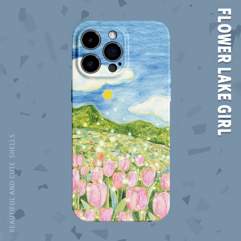 【春漾花田】油画梦幻郁金香适用iPhone16/15pro手机壳华为pura70OPPOreon12软vivoS20苹果13一加ACE3红米K80