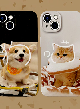 喵狗教~可爱宠物情侣菲林适用iPhone15/14pro手机壳华为nova畅享60硬OPPOreno9vivos18软IQOO10小米13/14pro