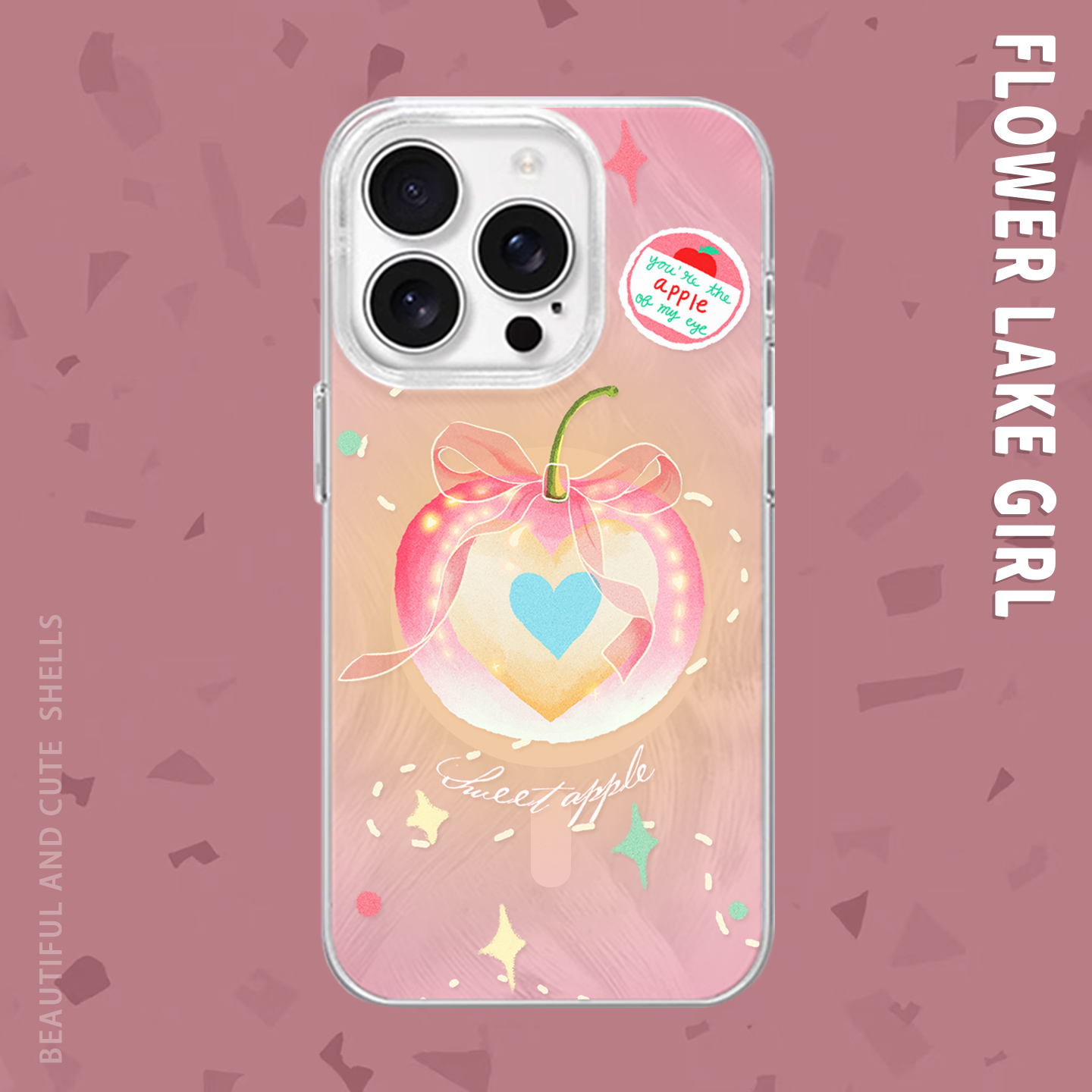 【浪漫之语】手绘苹果爱心适用iPhone17/16pro手机壳红米K80磁吸vivoS20华为mete60羽纱一加ACE3小米15一加11