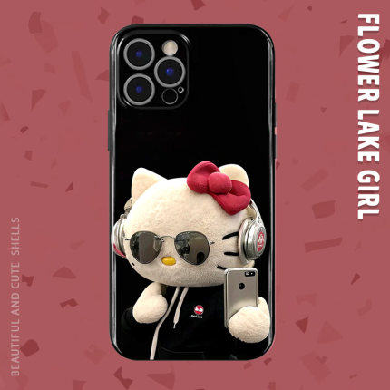 【甜辣wink】自拍墨镜猫咪适用iPhone15/16pro亮面手机壳华为nova13小米14红米k80vivoS19硅胶iqooneo9苹果14
