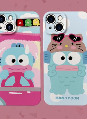 大嘴鱼~情侣可爱菲林适用iPhone14promax/12手机壳vivos15华为nova10硬壳OPPOreno9小米13红米k60苹果13mini