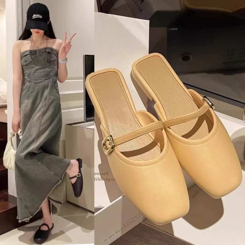 法式包头半拖鞋女外穿春夏新款