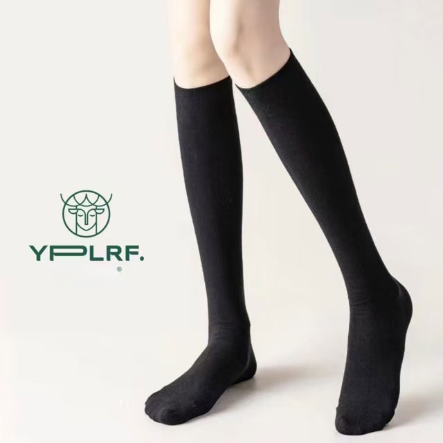 鹿人袜业女士小腿袜春秋款过膝女袜无骨