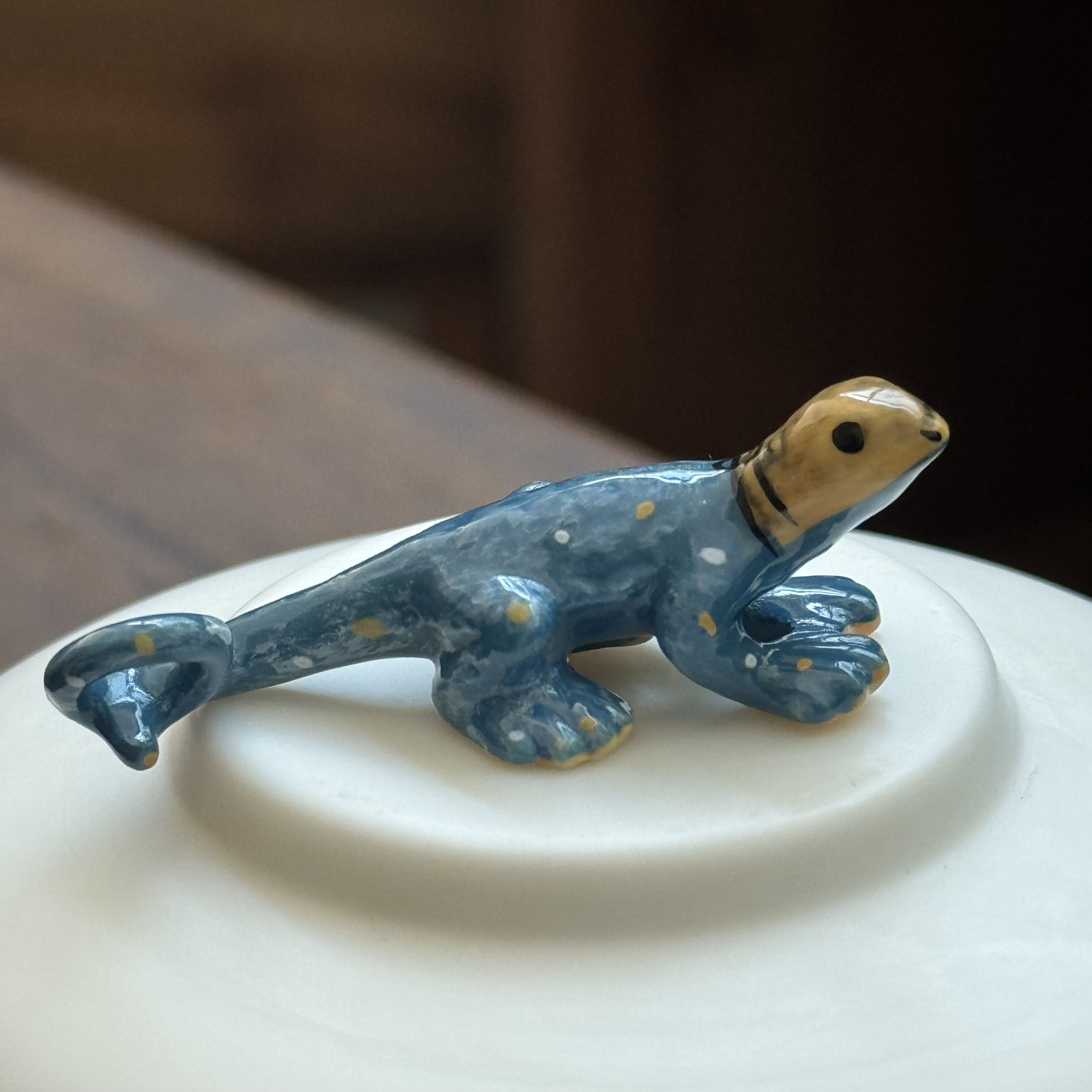 变色龙陶瓷小动物纯手工绘画高温釉下彩