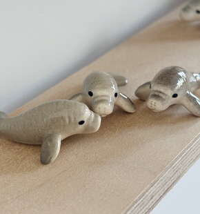 创意可爱海牛陶瓷摆件装饰摆件