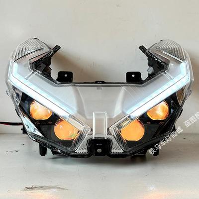 适用本田NX125前大灯总成LED透镜恶魔眼改装矩阵模组激光车灯升级