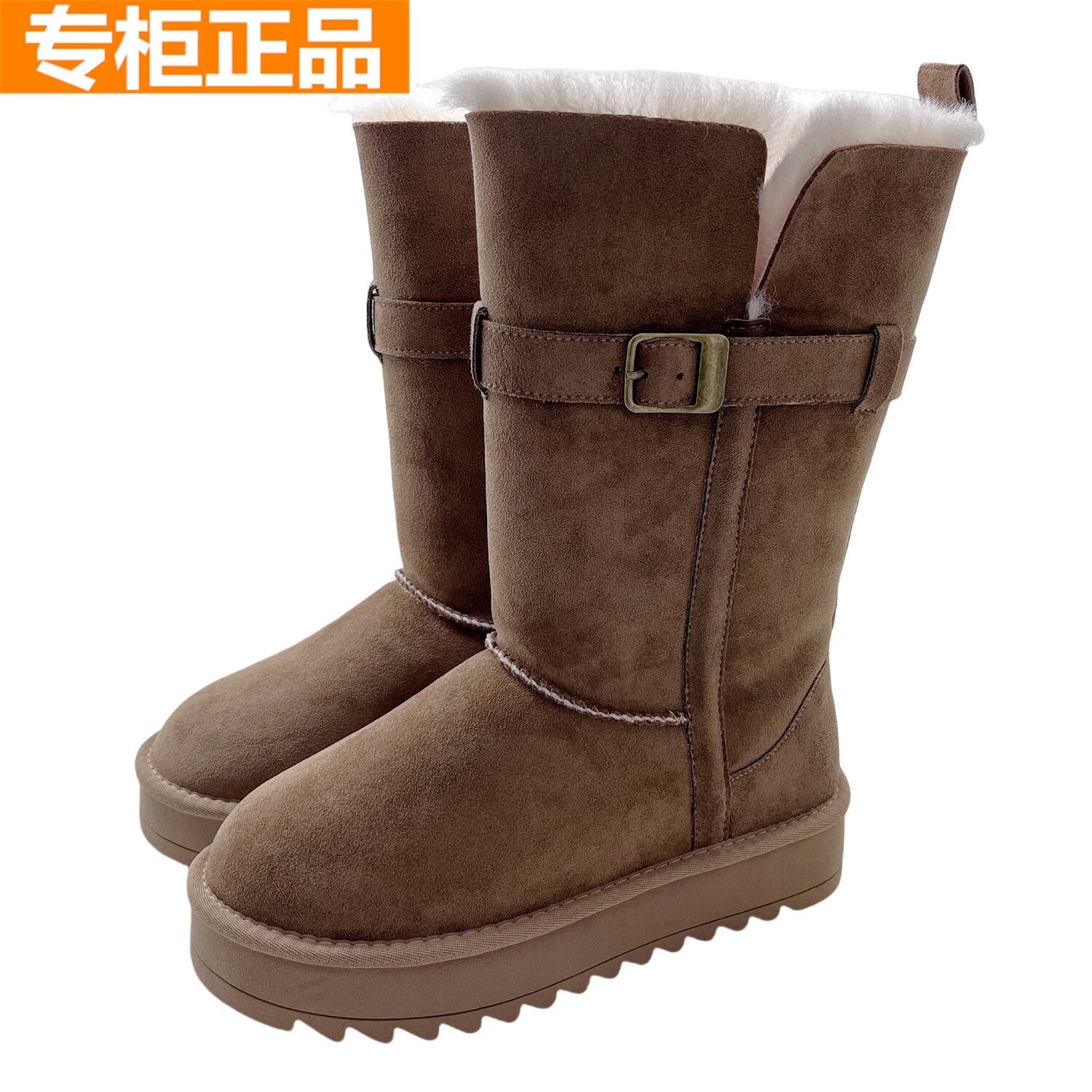 红蜻蜓加厚绒雪地靴中筒靴女