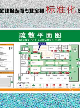 消防疏散示意图设计制作工厂幼儿园学校酒店紧应急火灾警安全逃生