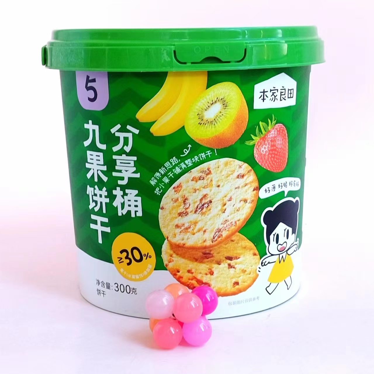 本家良田九果饼干大桶300g薄脆