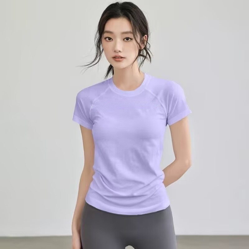 瑜伽服运动上衣女半袖T恤夏季跑步速干衣健身服修身瑜伽短袖上衣