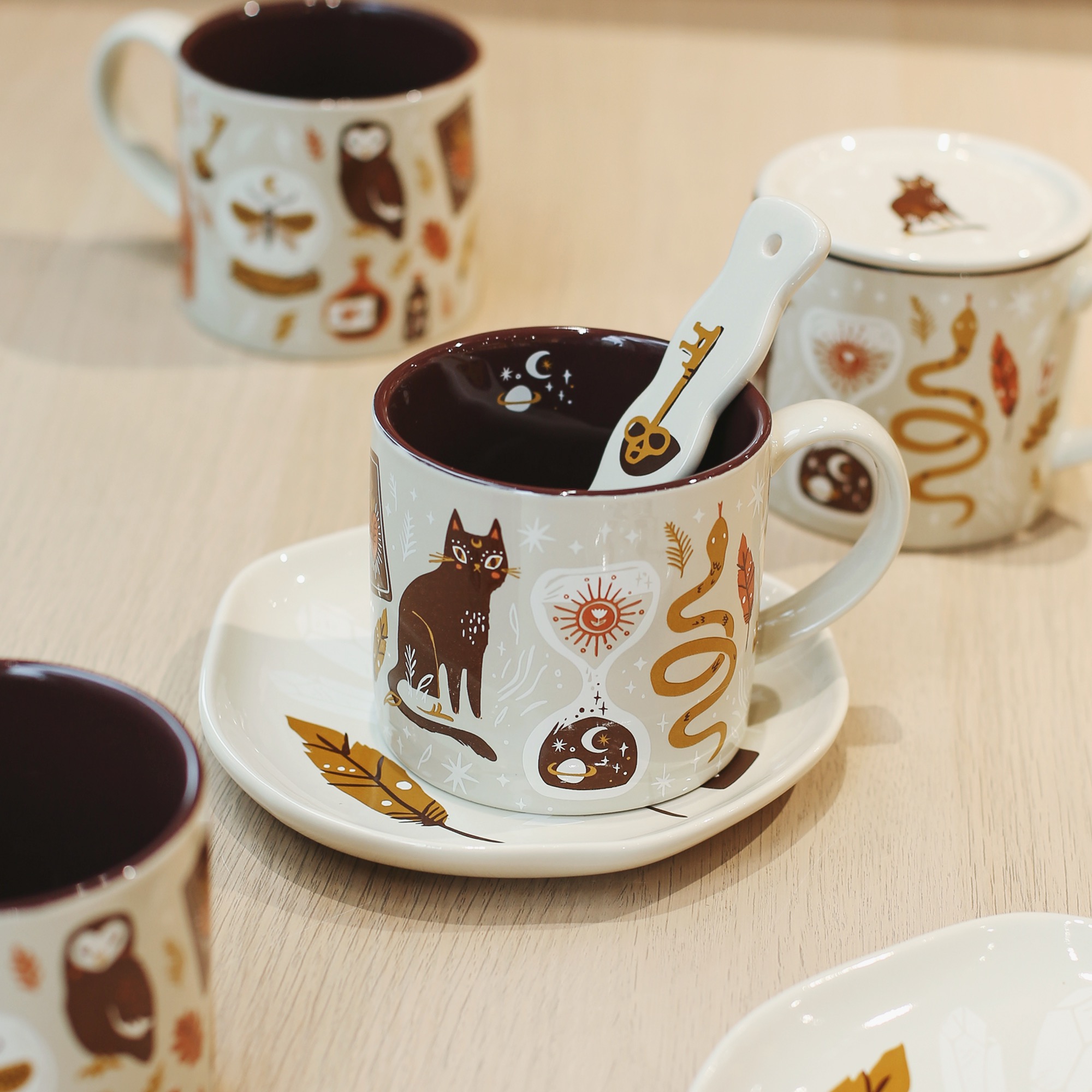 创意猫咪插画陶瓷马克杯咖啡杯